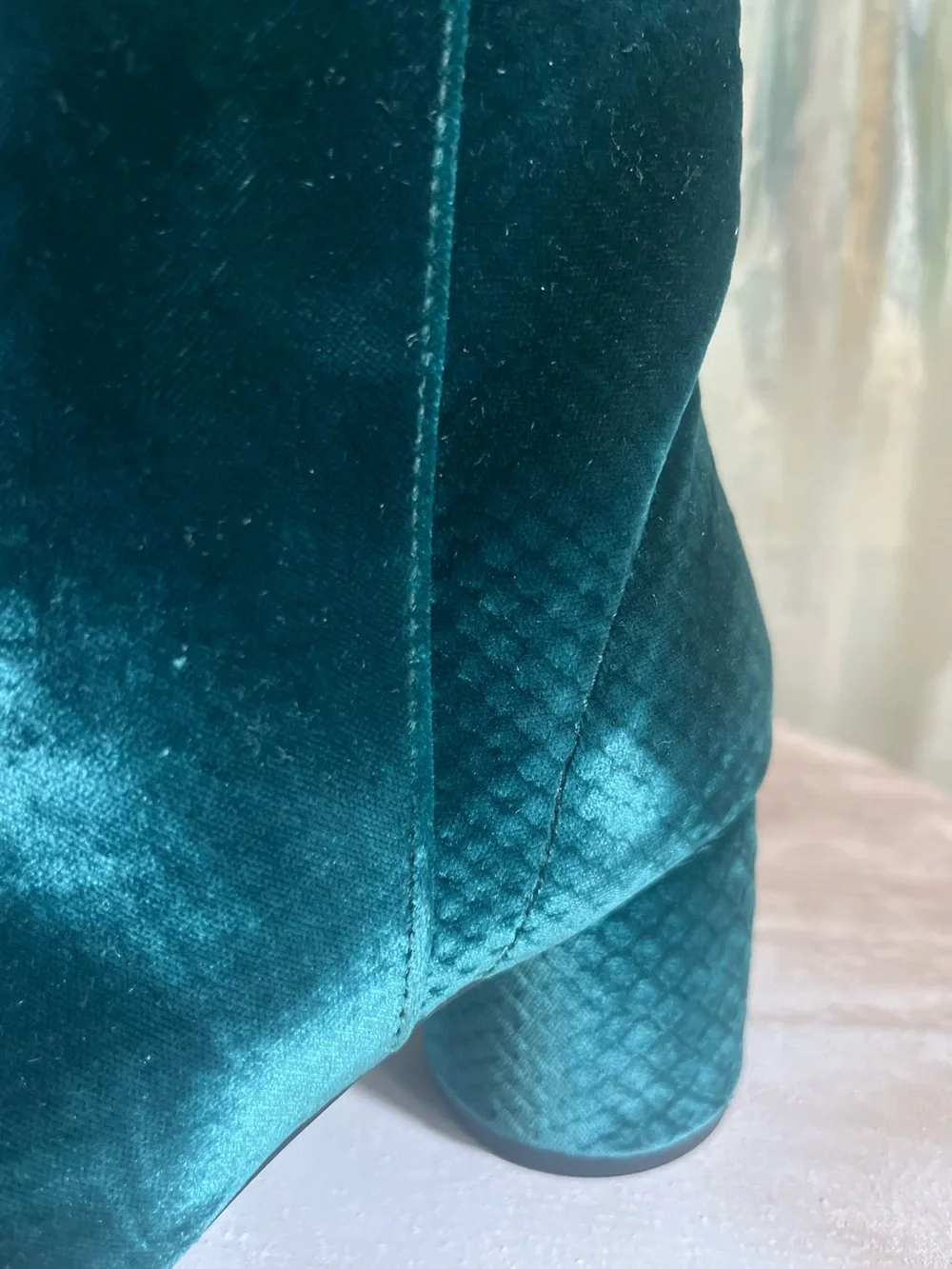 & Other Stories Emerald Green Velvet Snake Embossed Ankle Boots EU 39 / US 9